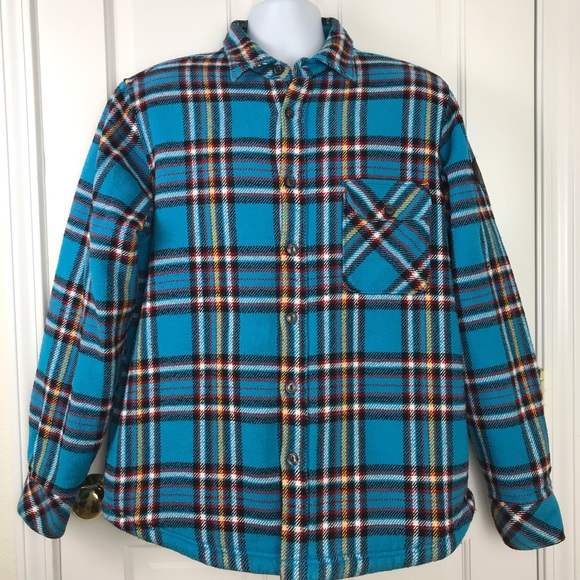 Sherpa Fleece Lined Plaid Shirt Jacket 